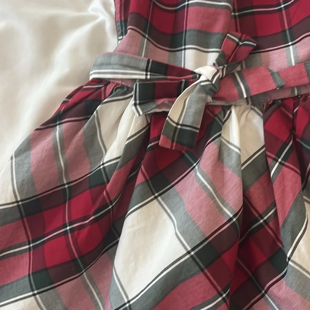 Girls Red Plaid Holiday Dress with Belt